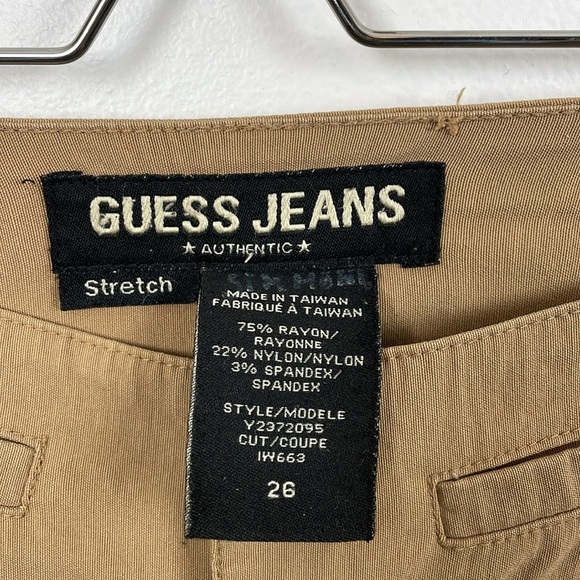 Guess Jeans Stretch Pants Womens 26 Flare Leg Cuff Hem No Pocket Brown Pants - Picture 7 of 7
